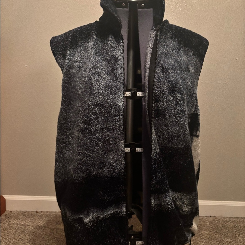Faux Fur Vest in Black and Gray